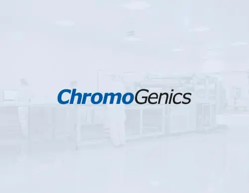 ChromoGenics logo over faded white background