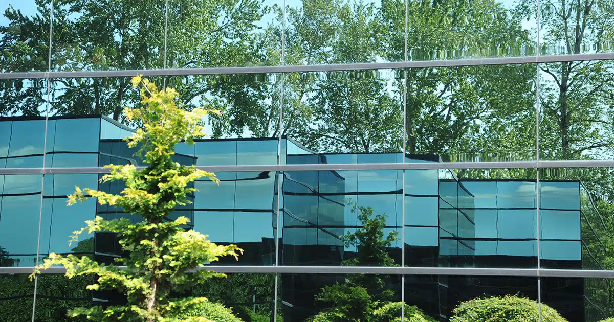 ESG green building Building with big windows.